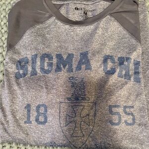 Sigma Chi Men’s Baseball shirt  Gray and Blue Sigma Chi Men's Shirt